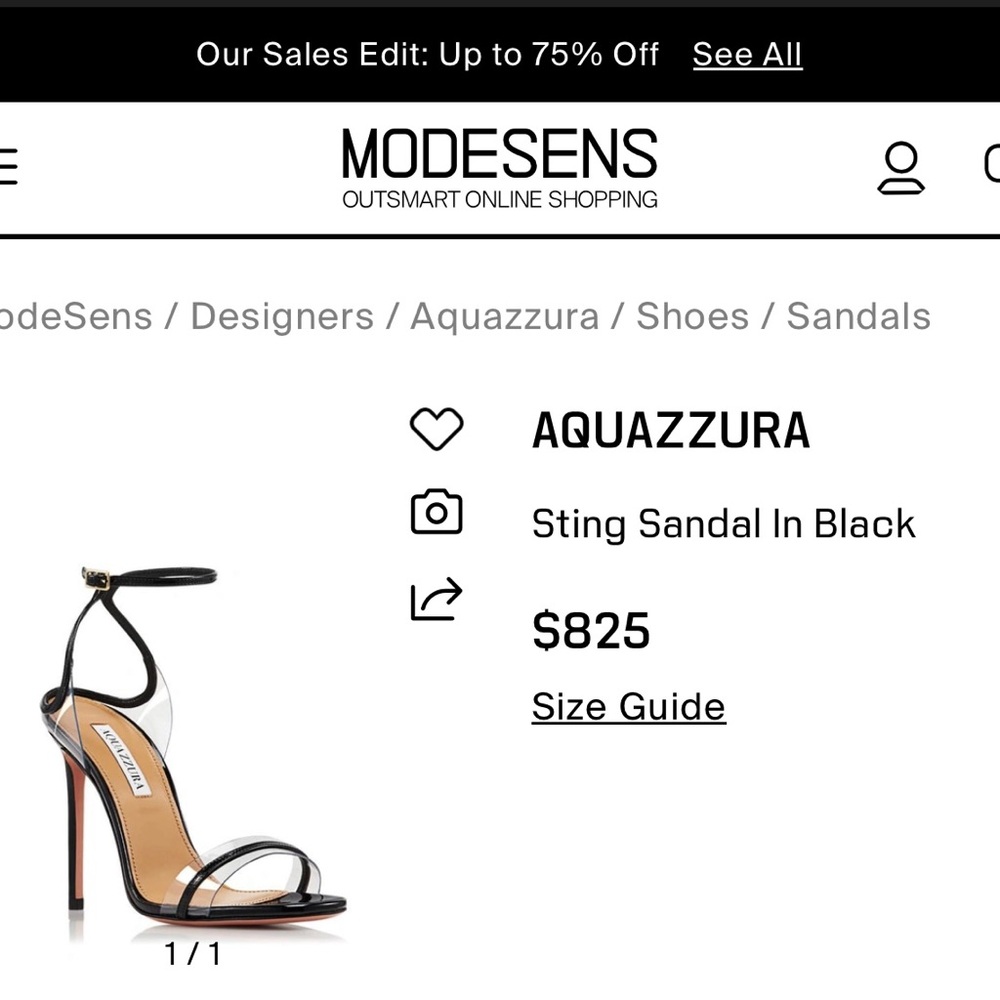 Aquazzura Black Sting Sandal 105